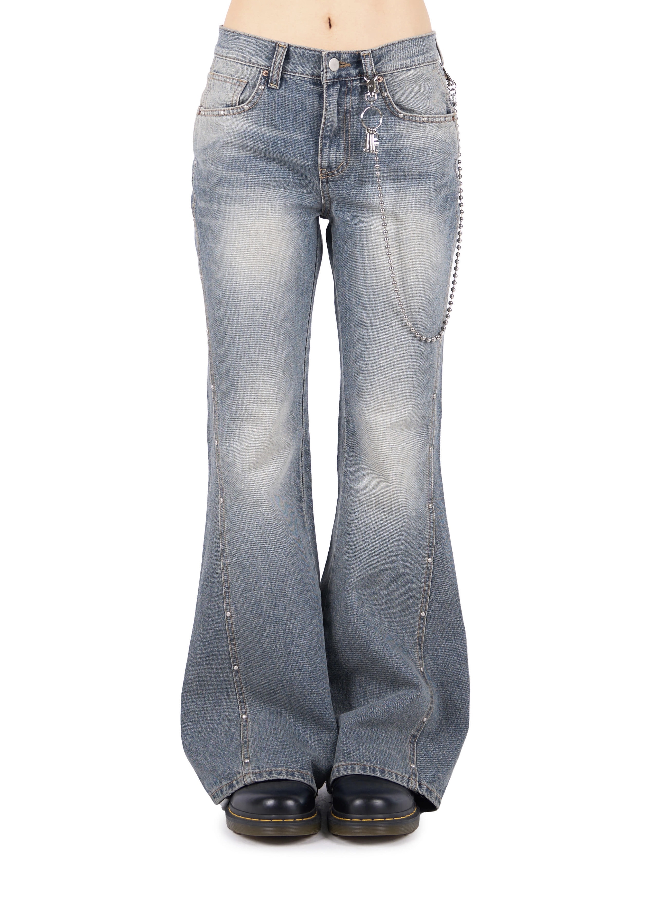 Studded Flare Denim Jeans