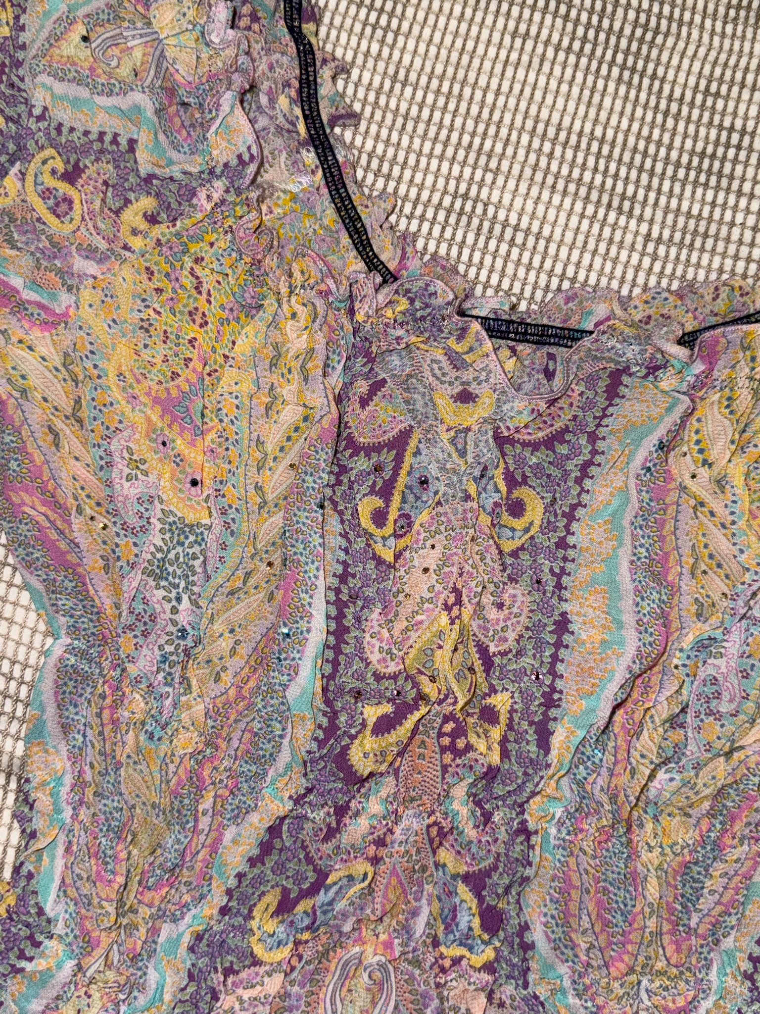 Paisley Ruffle Off-The-Shoulder Top