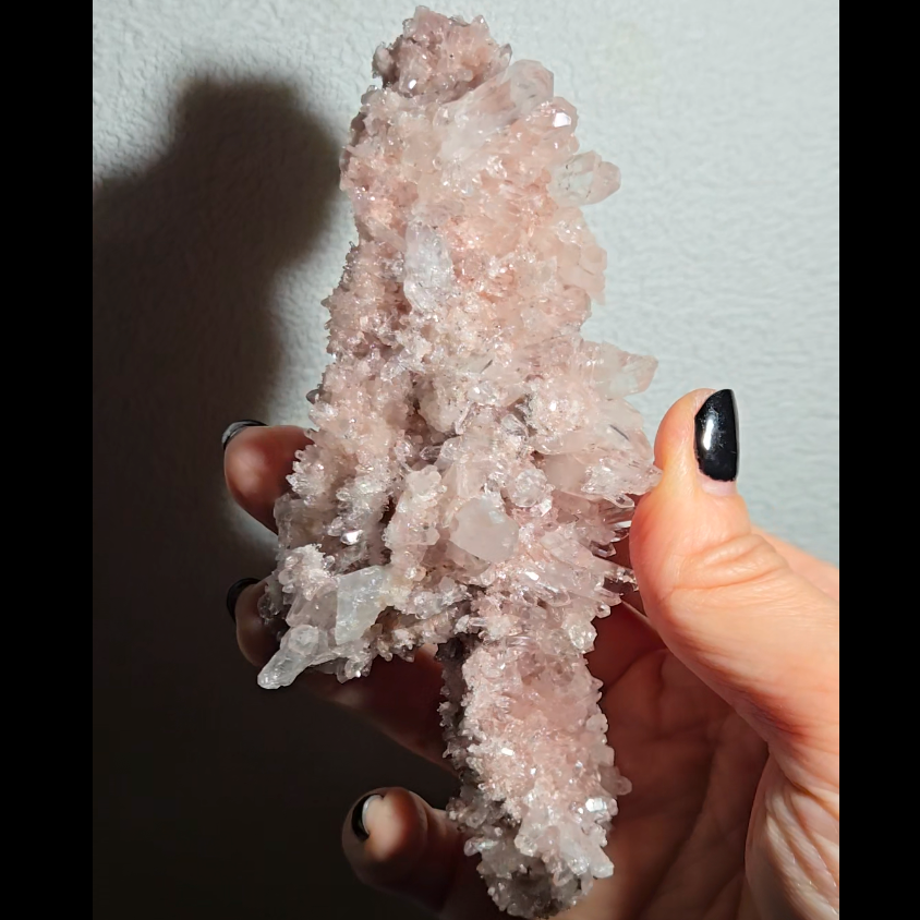 Extra pink pink Lemurian cluster with crystals on both sides - LQ194