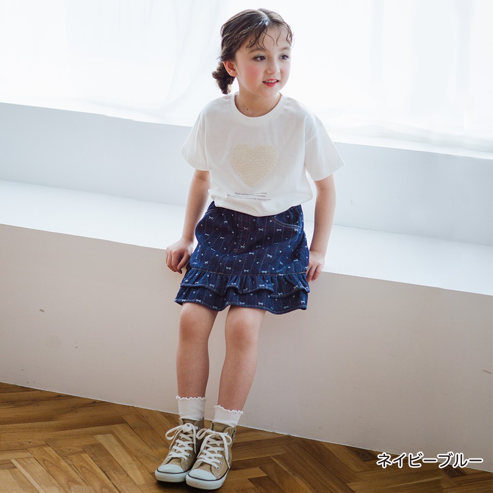 🆕【⭐訂購⭐】🌀 🇯🇵 日本直送🇯🇵 緞帶圖案 雙層荷葉邊下擺 提花牛仔裙［2款選］🌀 [ELDA-0239][260526]