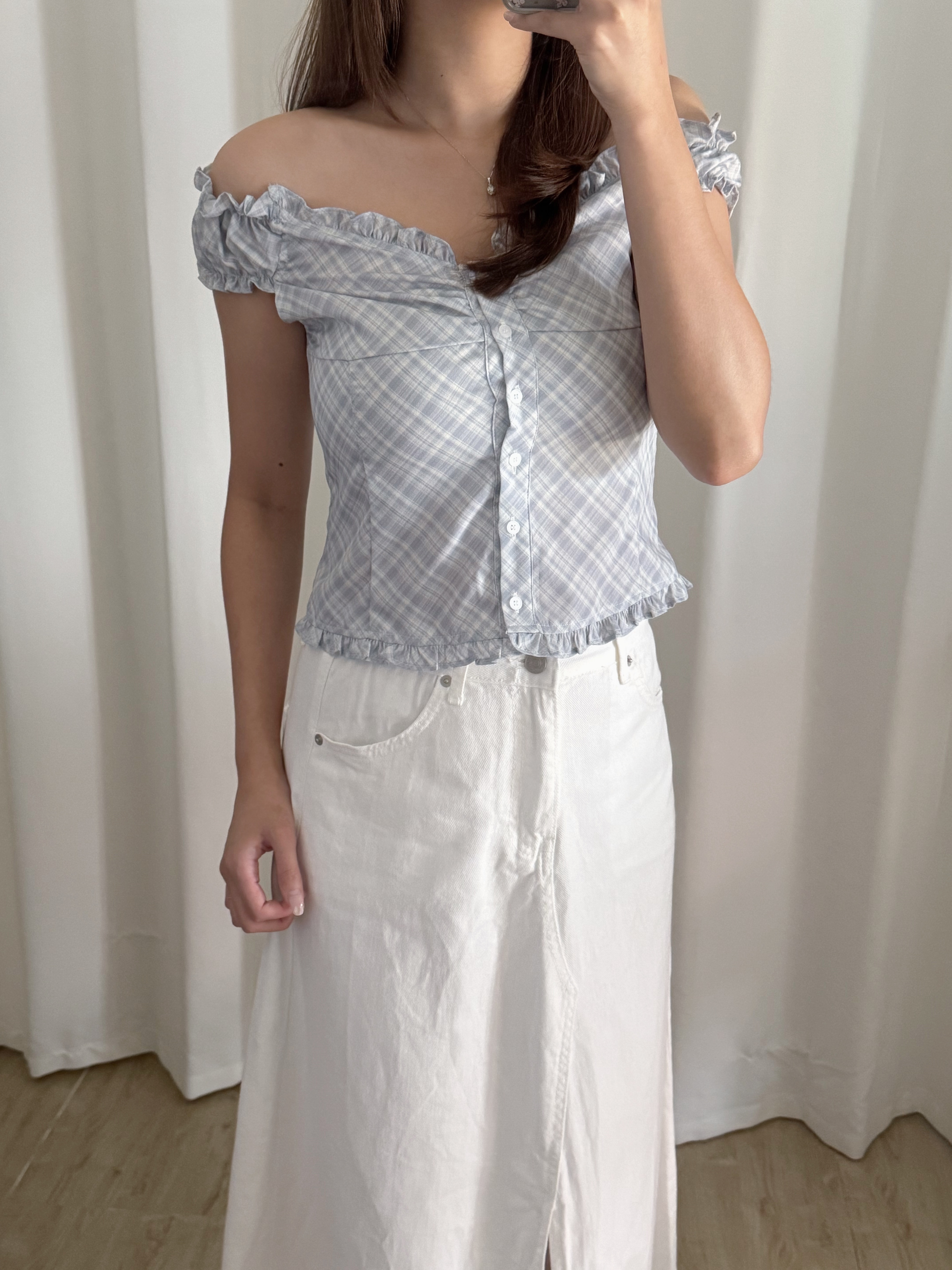 2-ways復古菱格短袖上衣(兩色入)