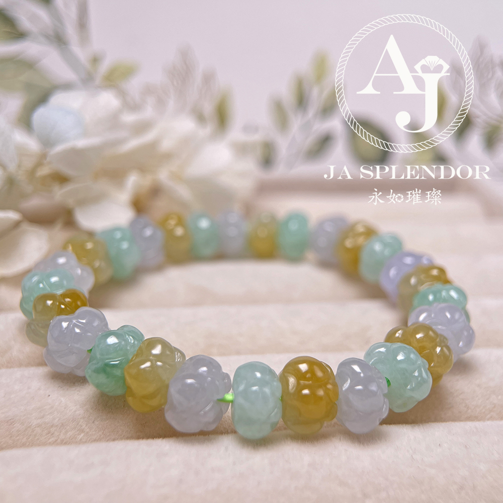 JB-253 - 冰種三彩福祿壽招貴人年年有餘蓮花手串