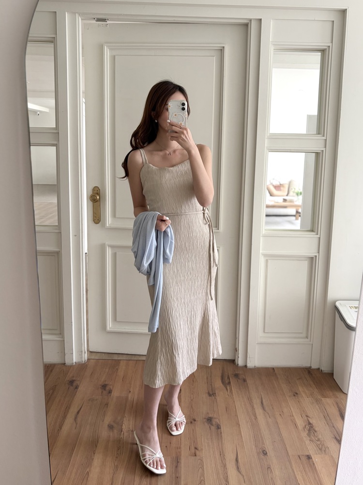 Romance Slim Cami Dress (Beige)