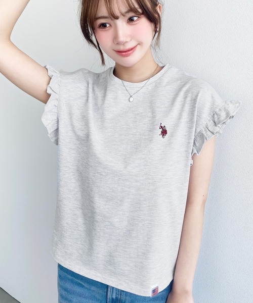日本直送 限時優惠中  < U.S. POLO ASSN. ＞經典刺繡荷葉袖上衣