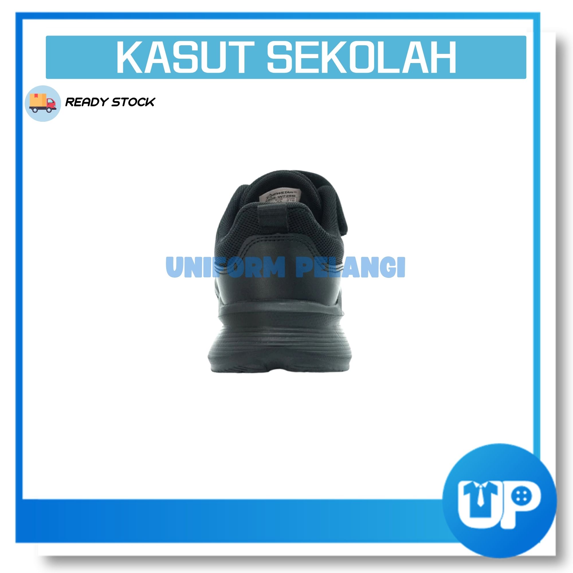 NewStar Black School Shoes [Velcro Strap] Kasut Hitam -W729B