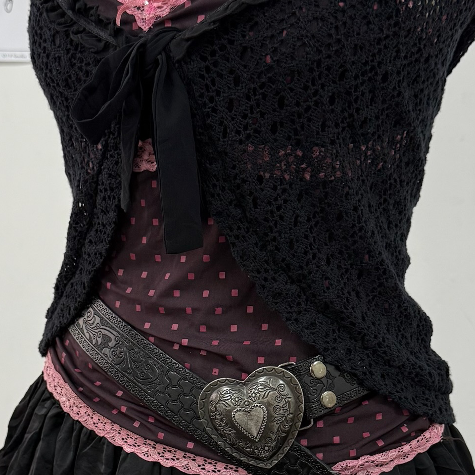 [On Sale] Tie-Front Crochet Cardigan