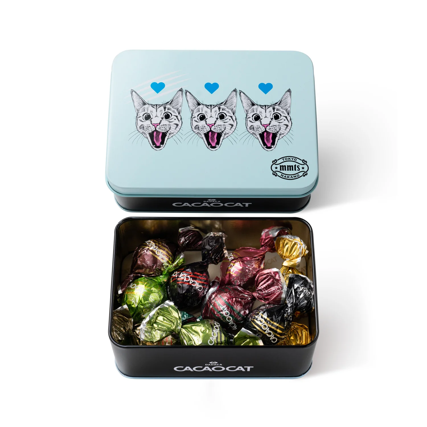 mmts x CACAOCAT 朱古力鐵罐 （6粒） - 淺藍色罐