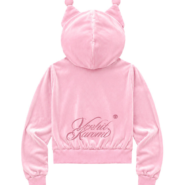 Venhit x Kuromi Velour Crop Zip-up Pink