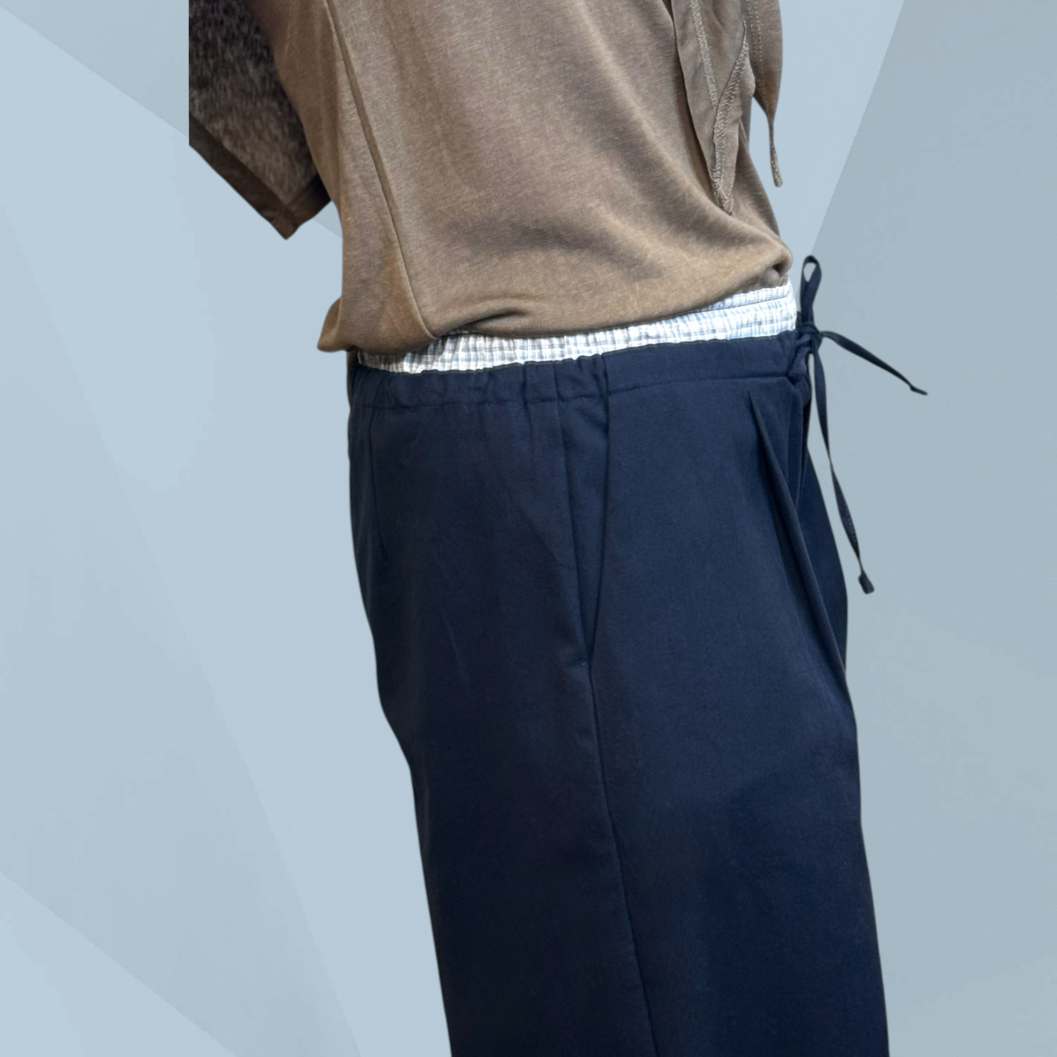 221137 格仔橡筋闊褲