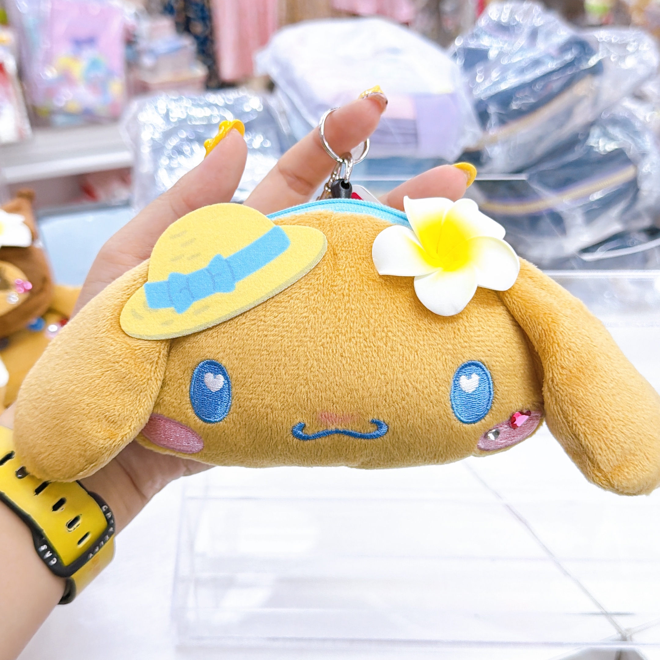 日本直送Sanrio 夏天黑皮泳裝系列 頭型伸縮卡套掛包散銀包