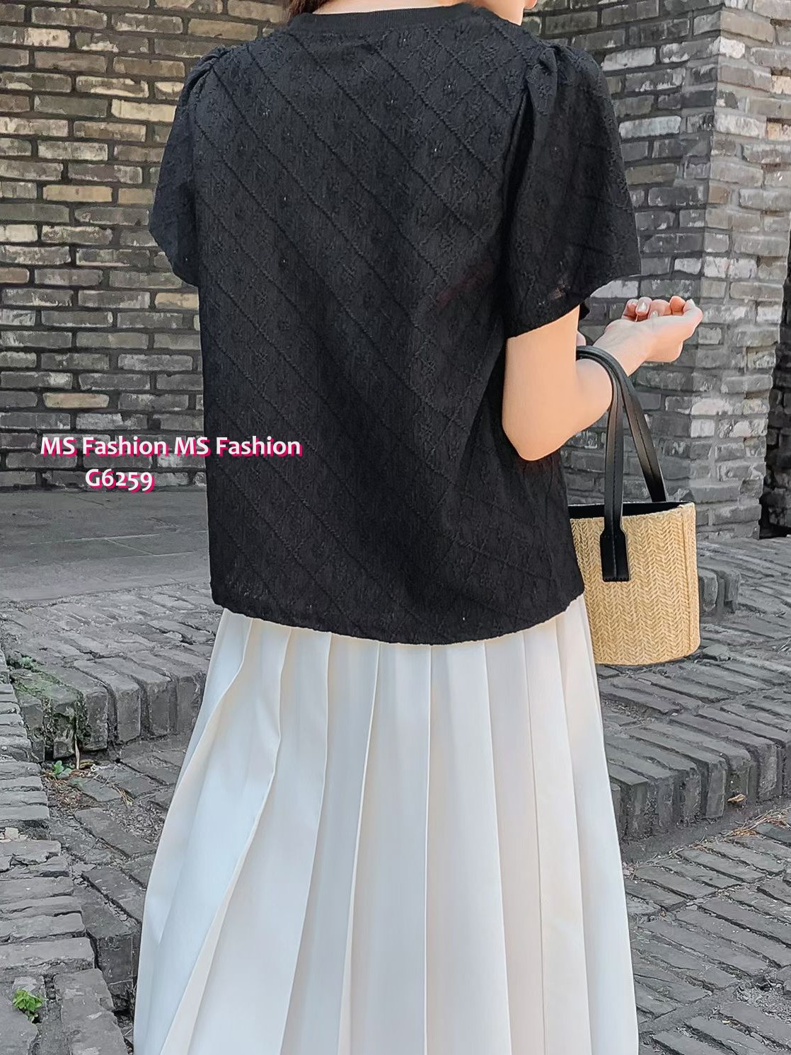 G6259 韓國🇰🇷格紋通花top