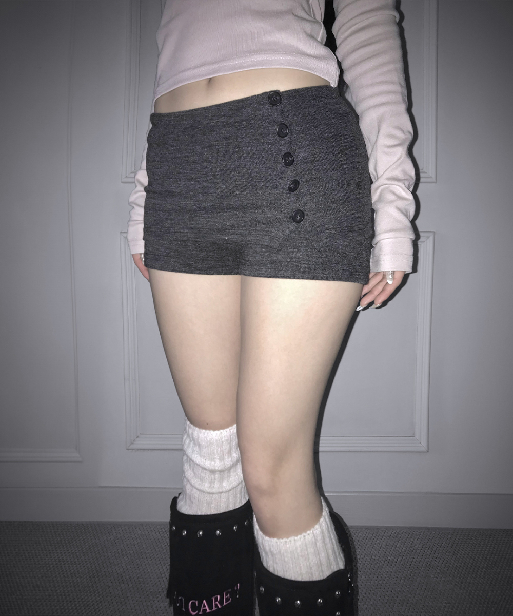 Rib Knit Side Button Shorts