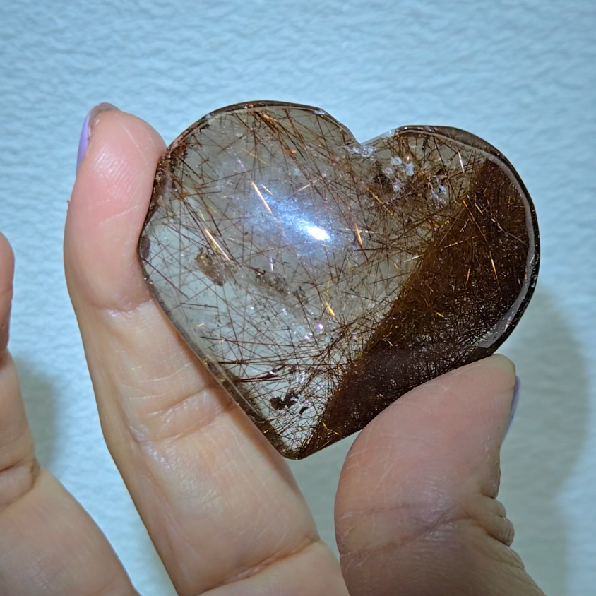Copper rutilated lodolite garden quartz heart - RT736