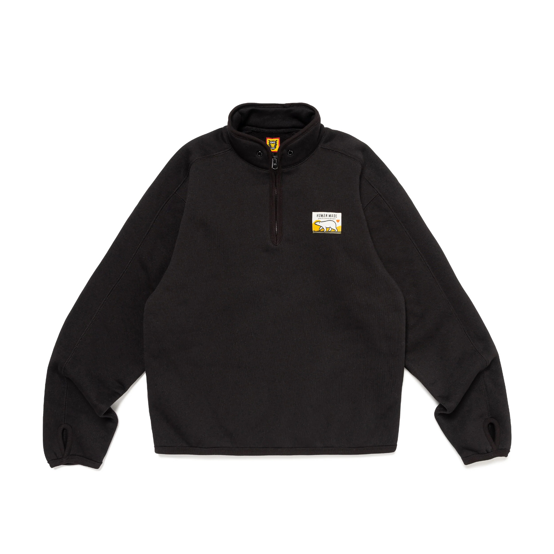 HUMAN MADE FLEECE SWEAT HALF ZIP PULLOVER / BLACK / S | TRENDSPOT