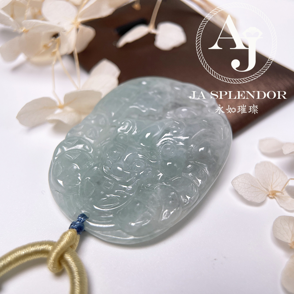JN-1544 天然翡翠A玉 冰糯晴綠招財鎮宅貔貅挂件