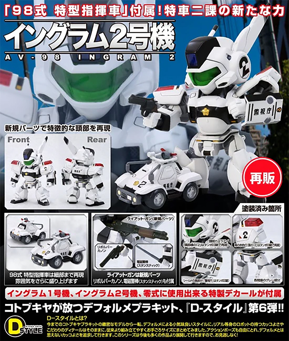 (預訂訂金 $100) (總價 $168) 壽屋 Kotobukiya D-Style 機動警察 Patlabor AV-98 INGRAM 2 英格倫 2號機 模型 (再版) (KO09404) (行版)