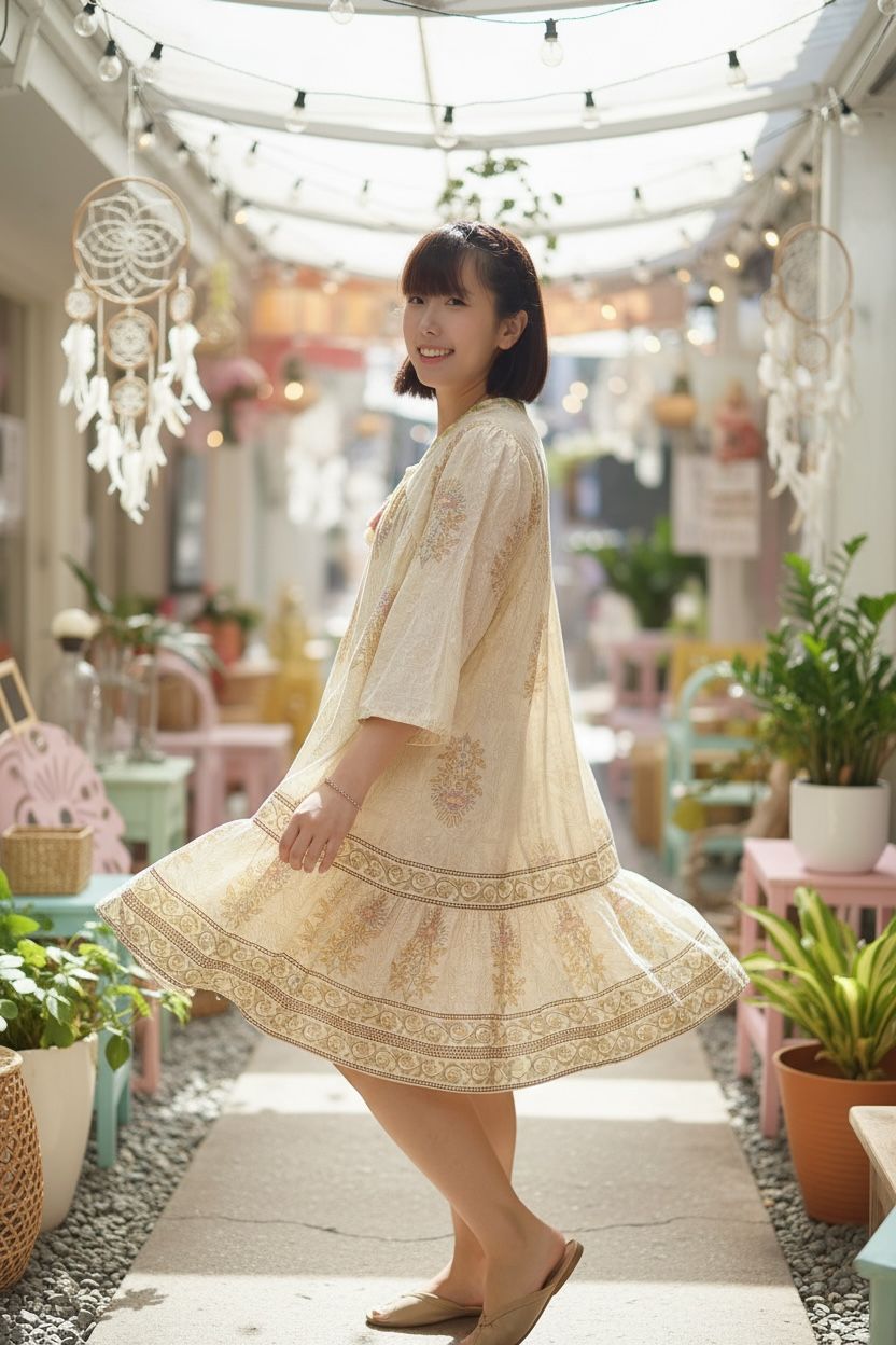 1980 Cottage Feel Macaron V-Neck Short OP
