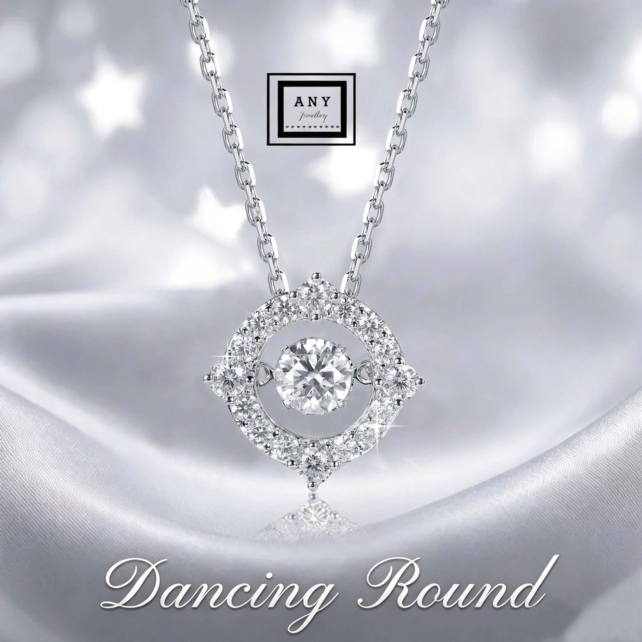 N3106 Dancing Round Necklace 莫桑石