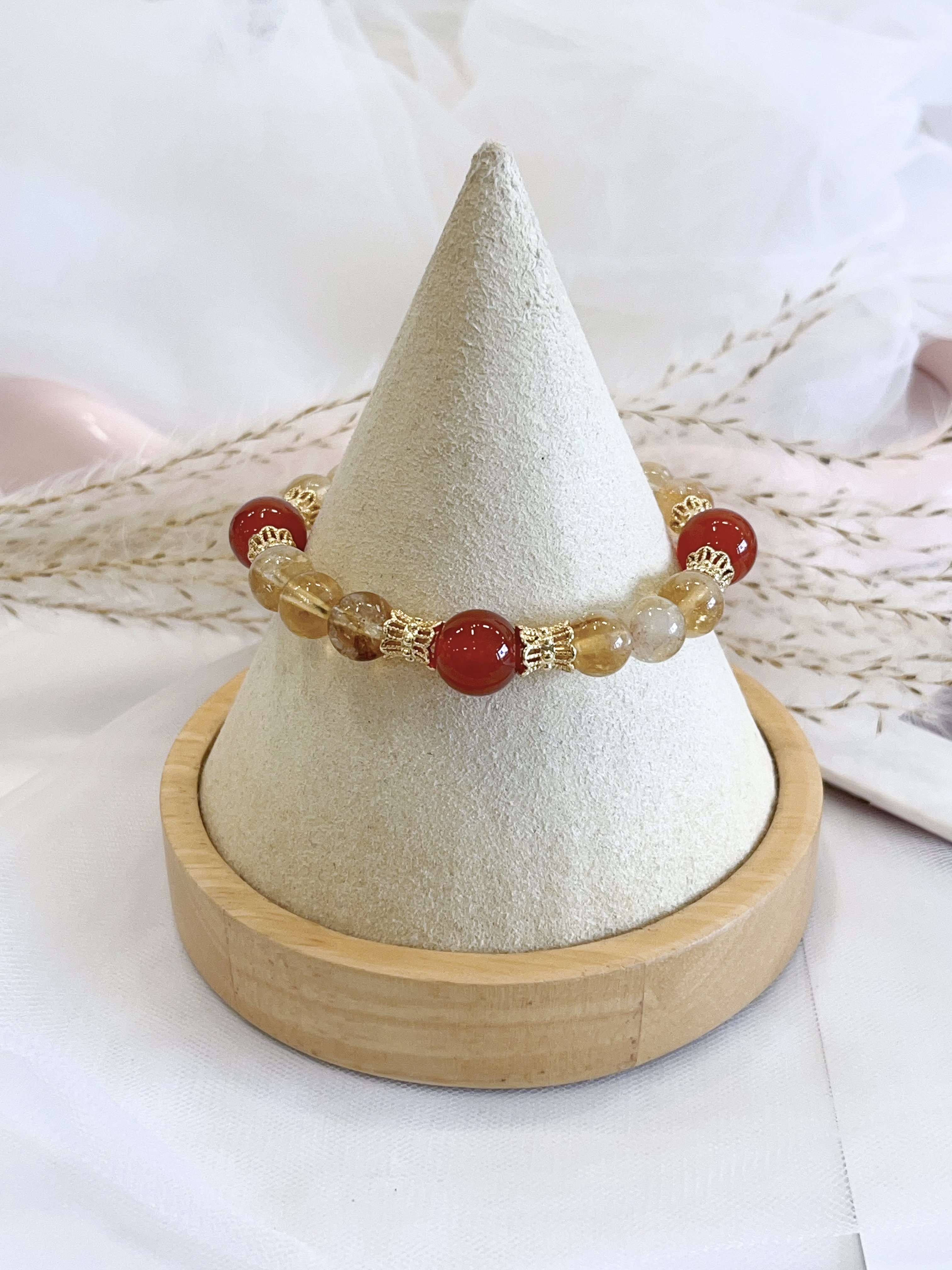 🔴 红玛瑙 × 黄塔晶手串 Red Agate & Citrine 