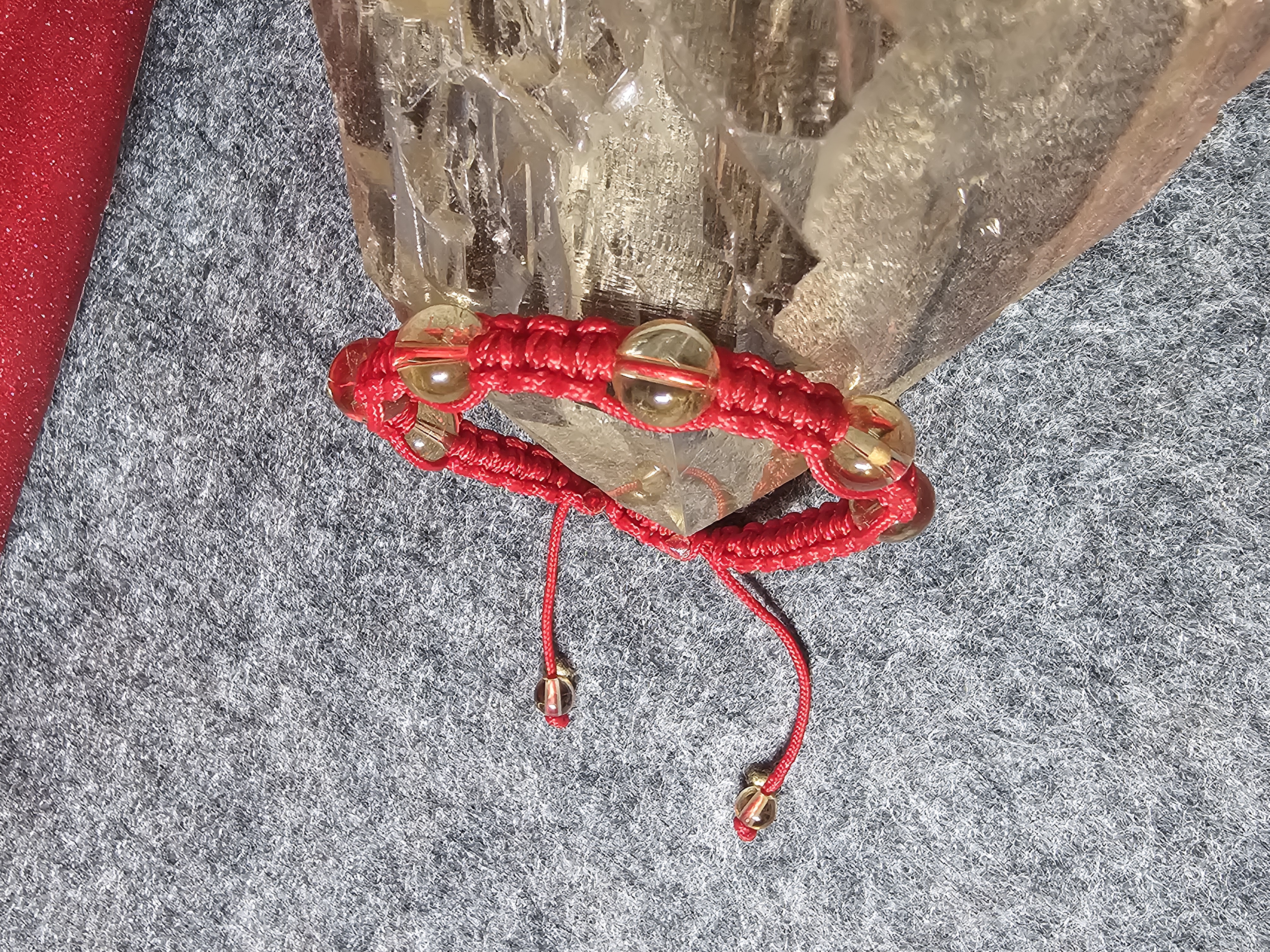 黃水晶珠織繩手鏈