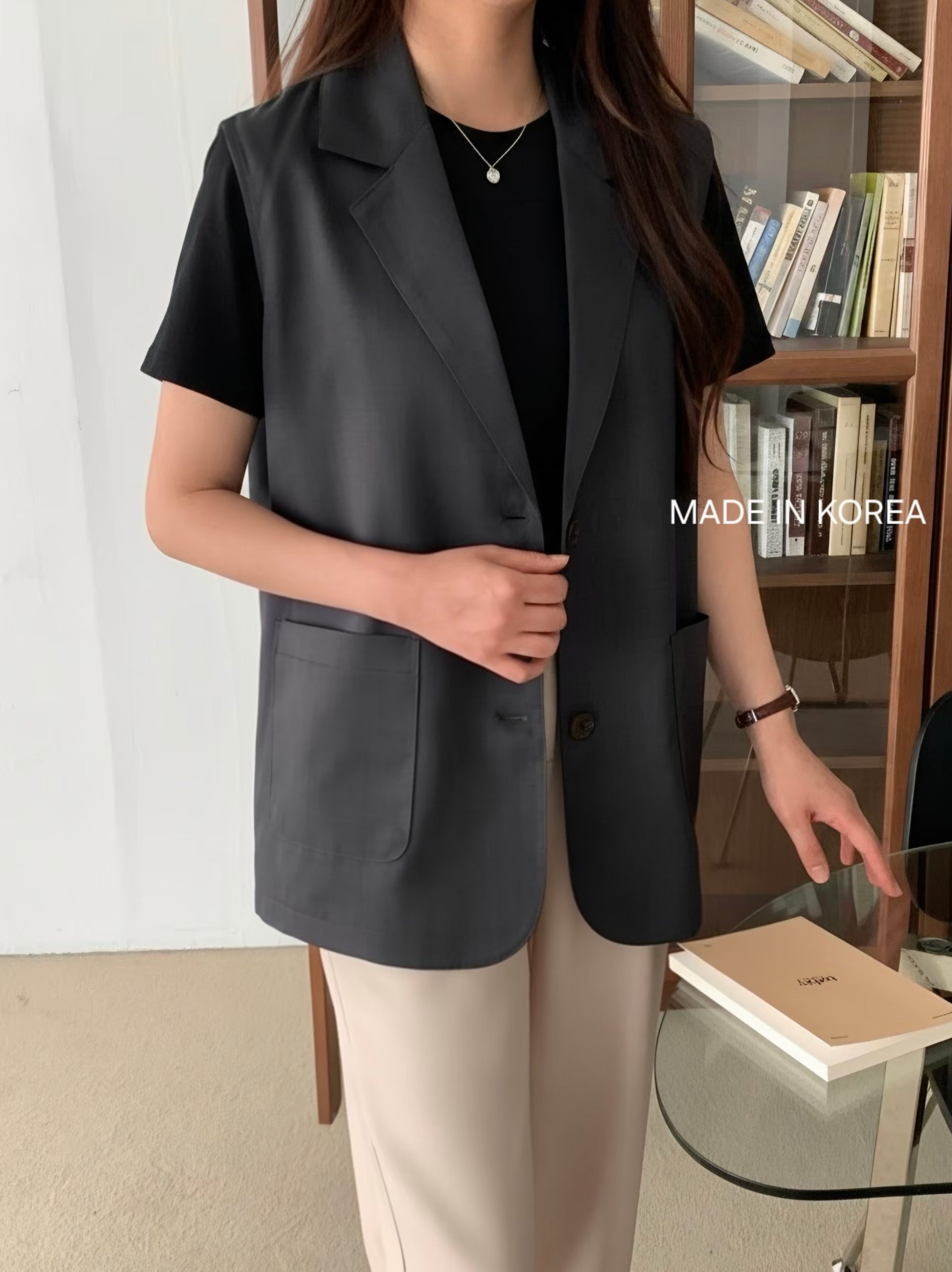 G6581 反領西裝背心外套