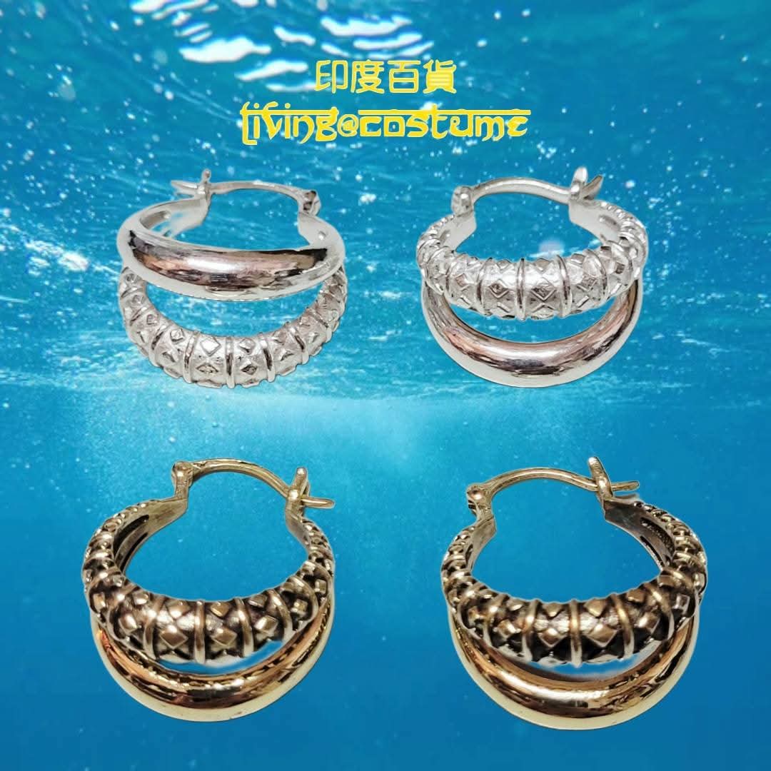 印度雙環黃銅耳環