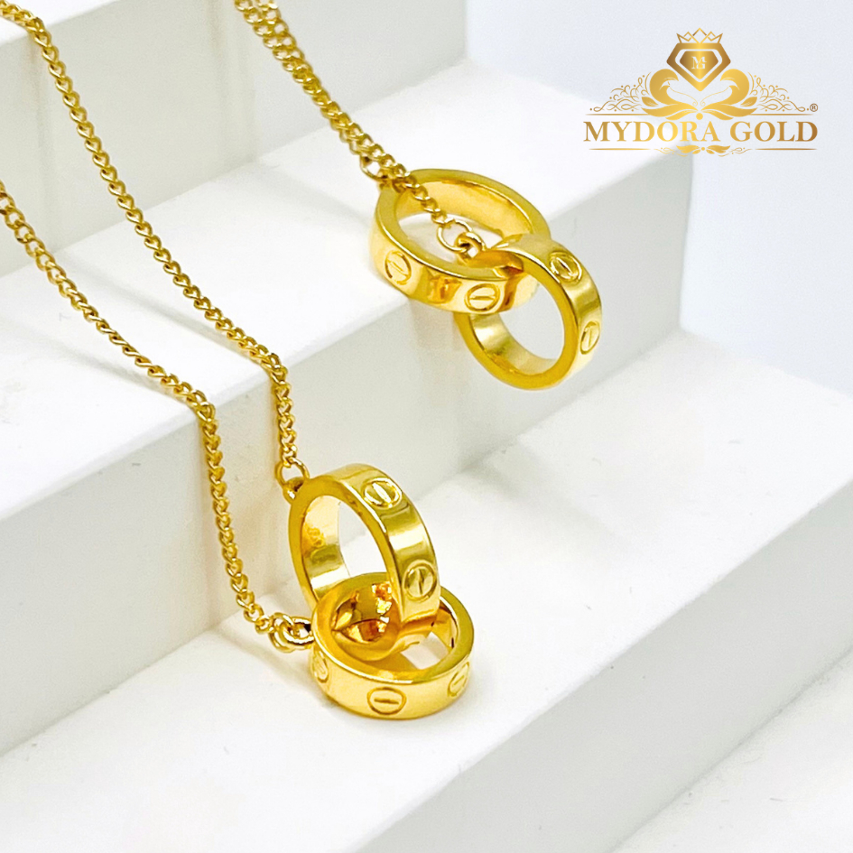 MYDORA Rantai Leher Fesyen Double Cartierr l EMAS 916/22K