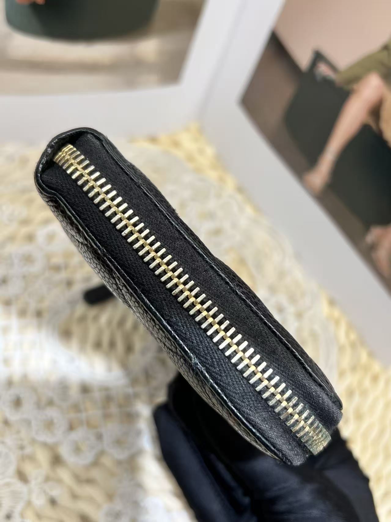 Chanel 荔枝牛皮長銀包