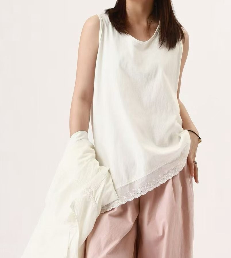 通花腳斜cut 背心 