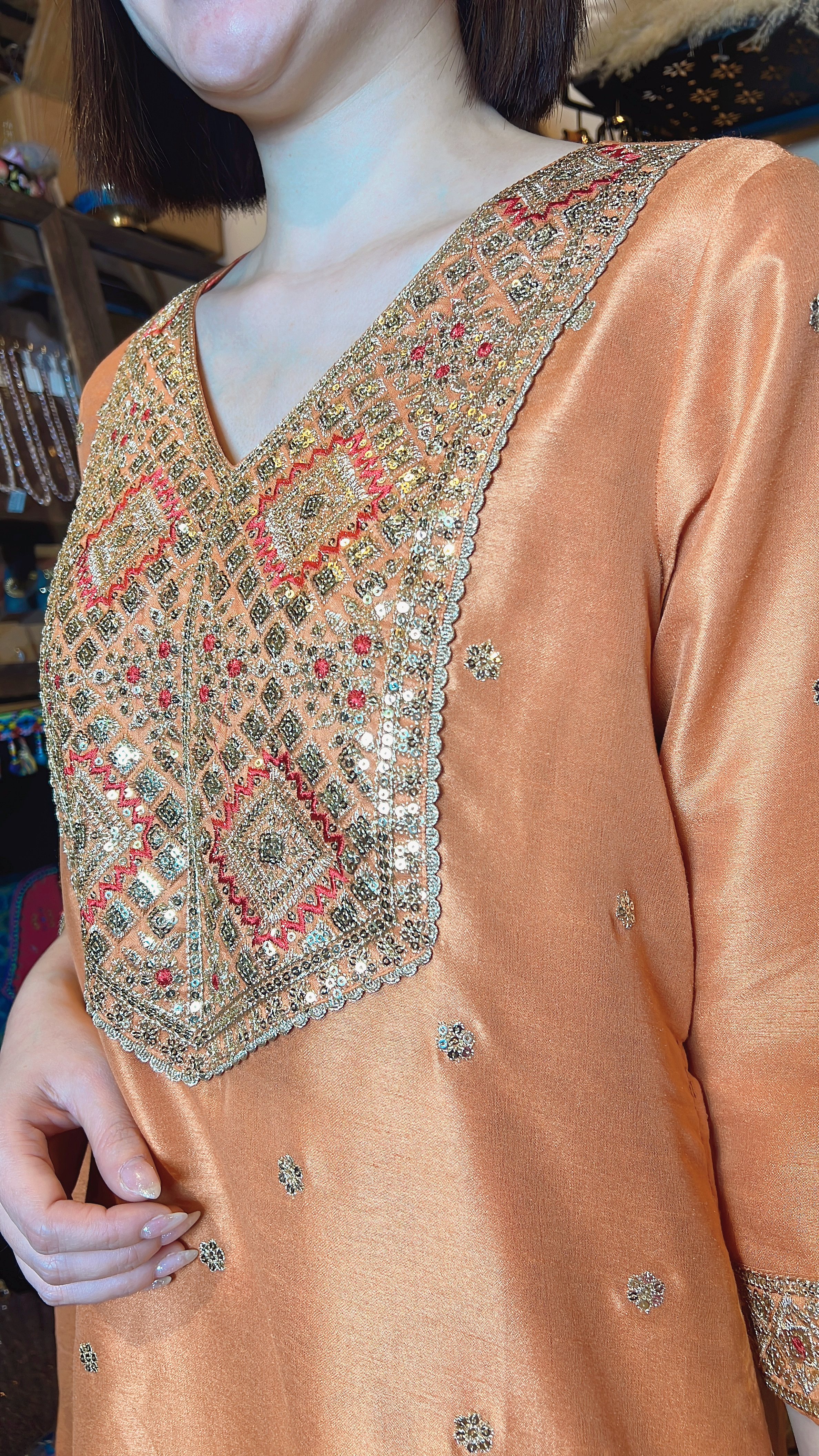 Orange Tone Silky Kurta Set of 2 (OP+Kurta) #1048