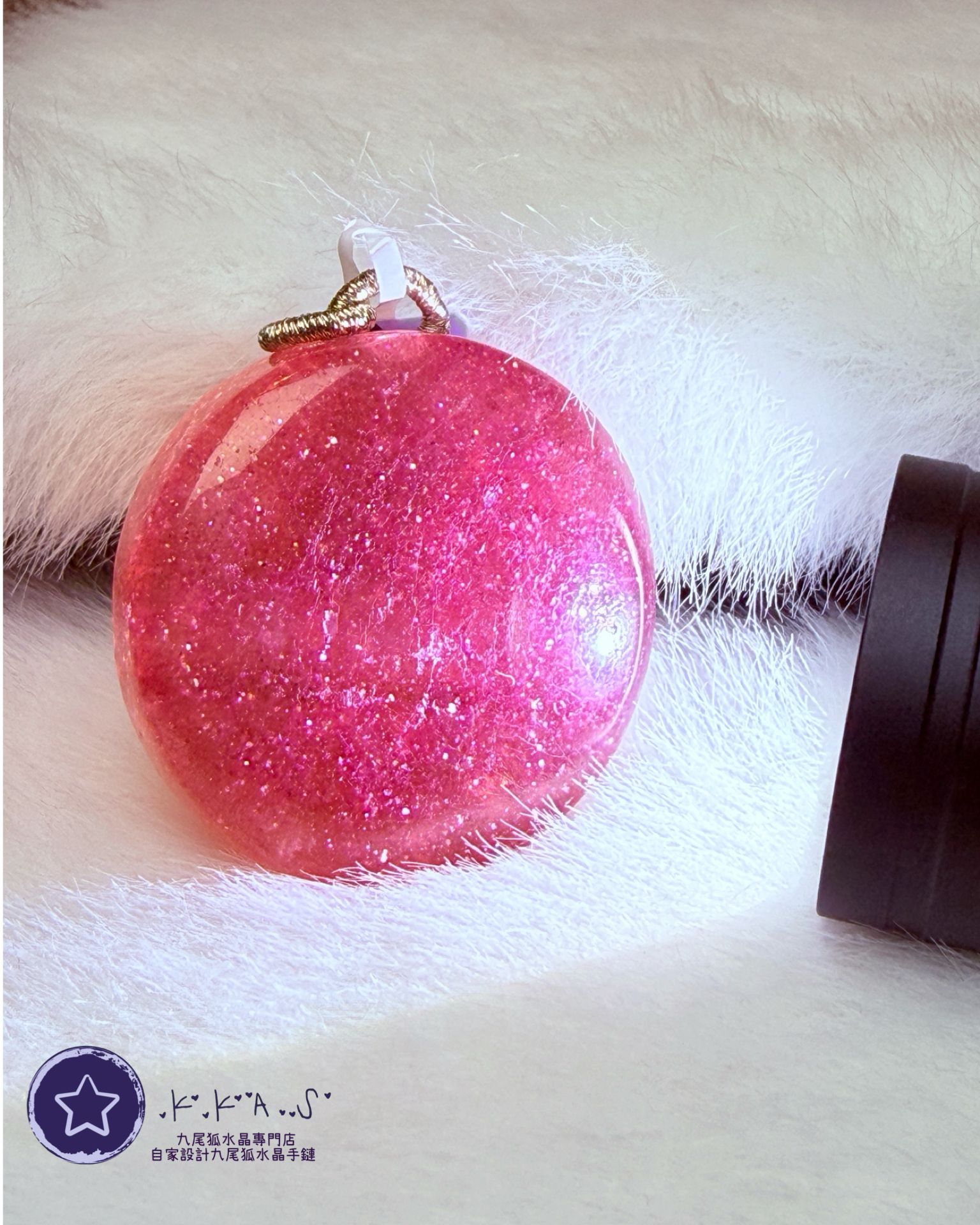 K00202 星光紅草莓 雙狐 - 吊墜/手牌兩用款