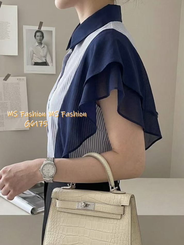 G6175 韓國🇰🇷高質條子ruffle恤