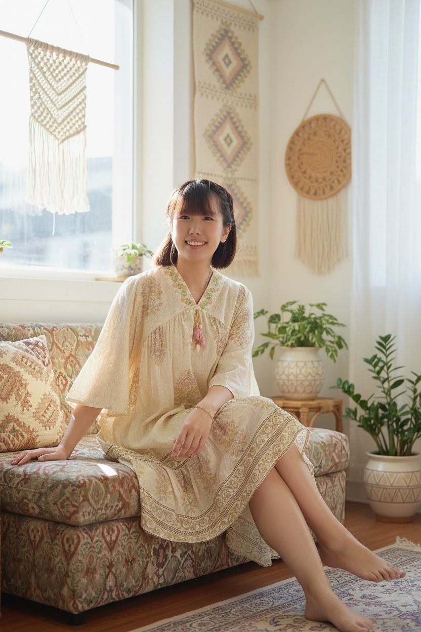 1980 Cottage Feel Macaron V-Neck Short OP