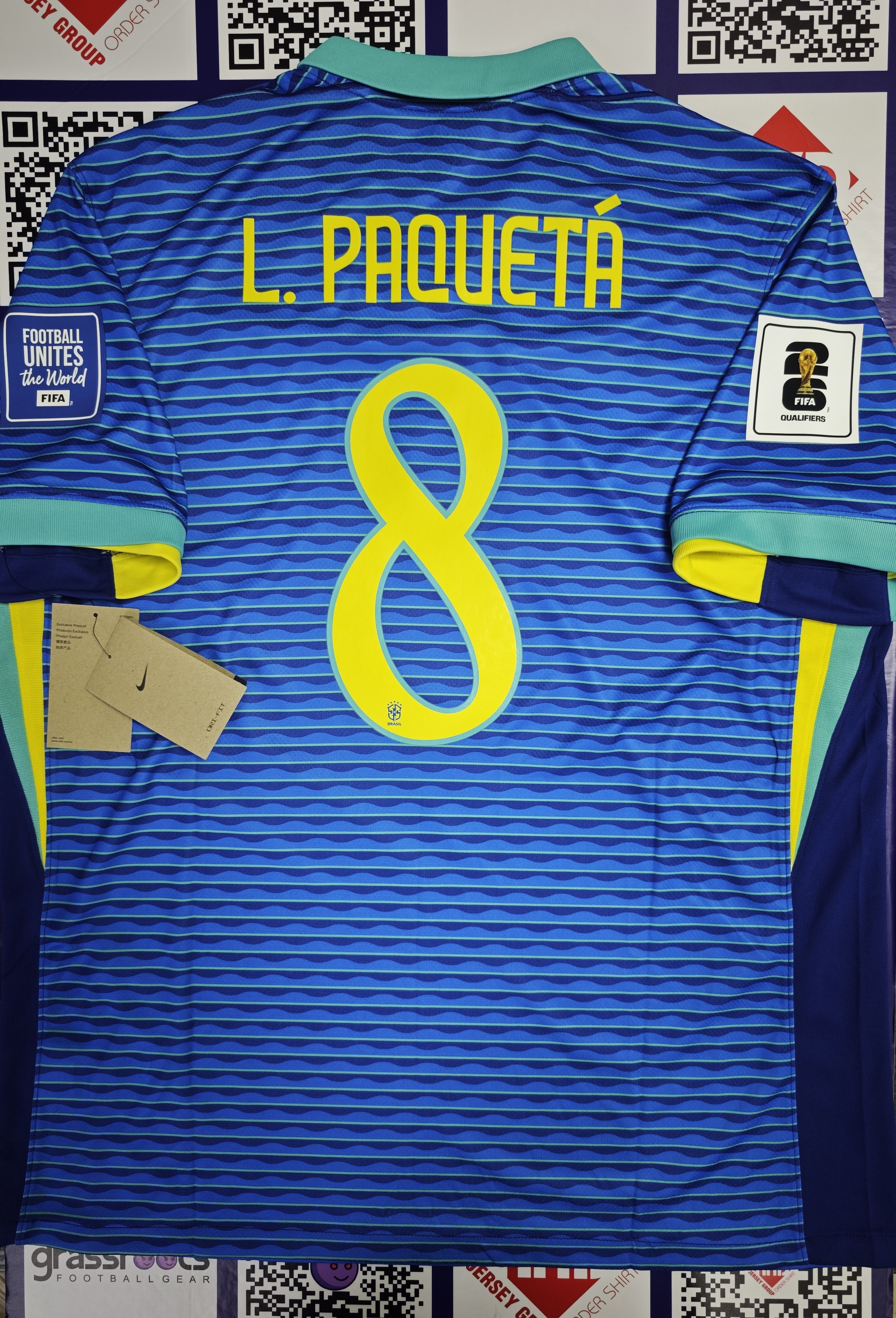2024 巴西 客 Size XL 原裝L.PAQUETA世界盃外圍賽Fullset 