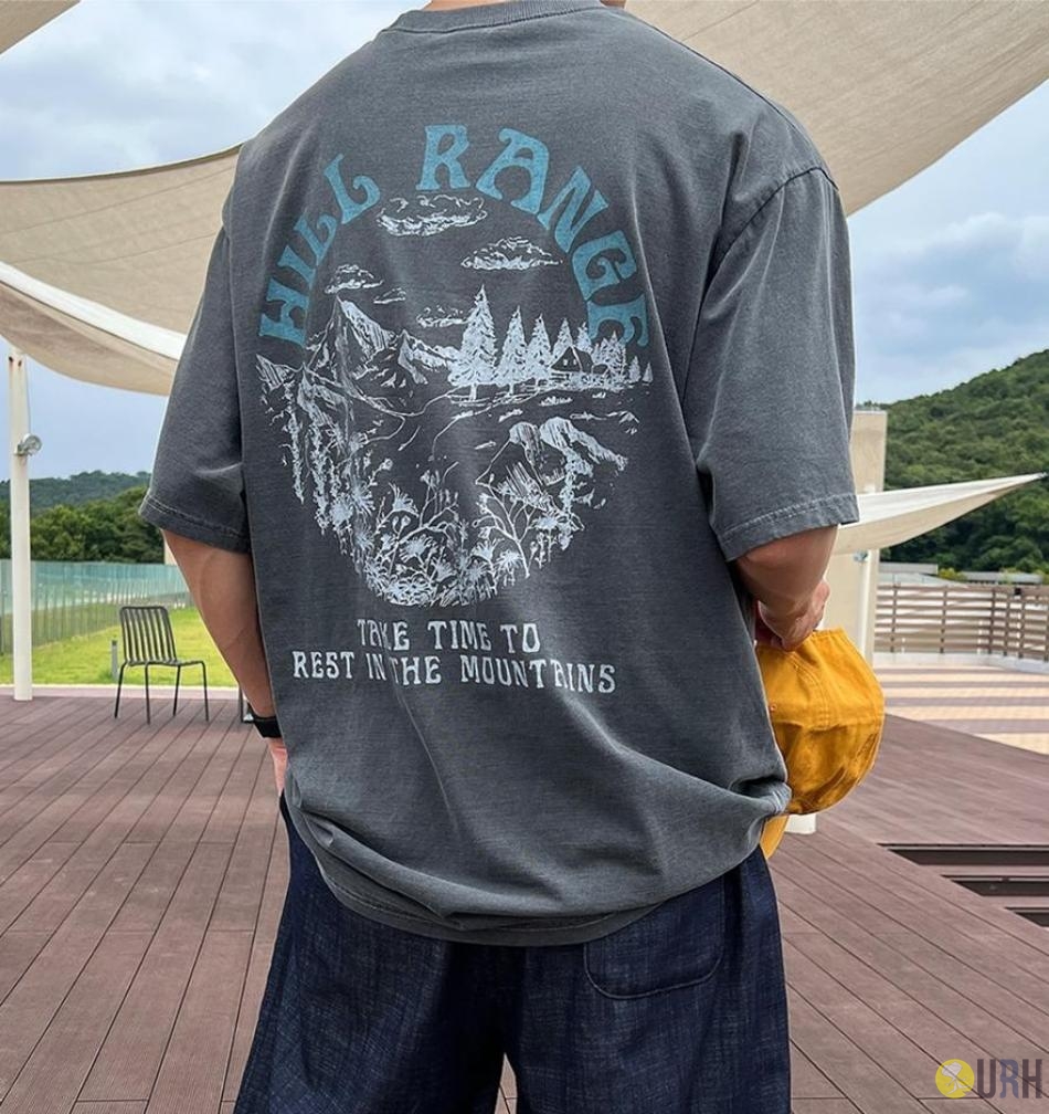 【100%保證韓國直送】Hill Range Outdoor 山系圓圈前後印花 Pigment 古洗寬鬆短袖Tee 👕 [3 color] RG165920