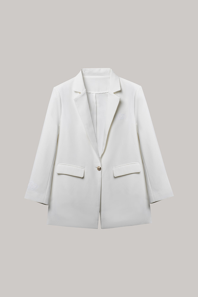Classic White Minimalist Single-Button Blazer