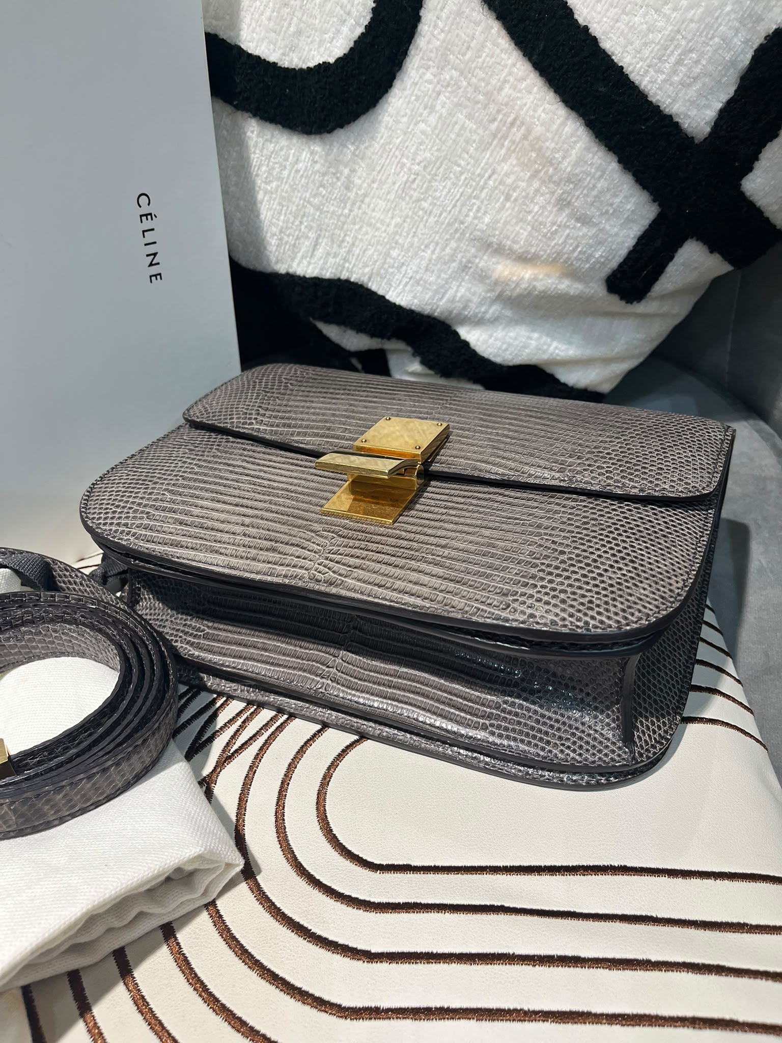 Celine medium box 蜥蜴皮 100%Authentic ,98%new  ☑️專門店收據☑️dust bag☑️booklet☑️box