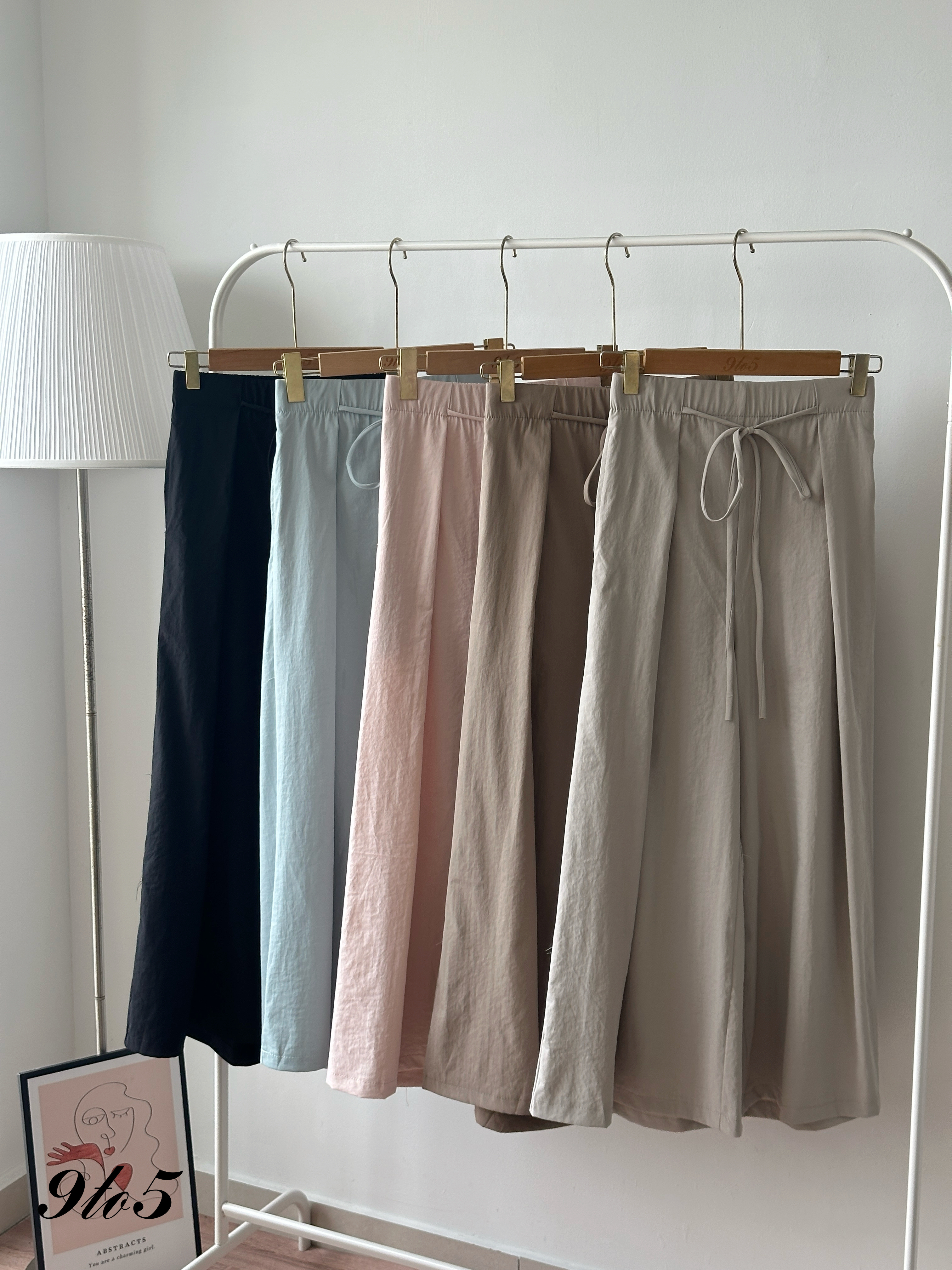 S1954 Self-tie Wide Leg Pants - 5 Colors 