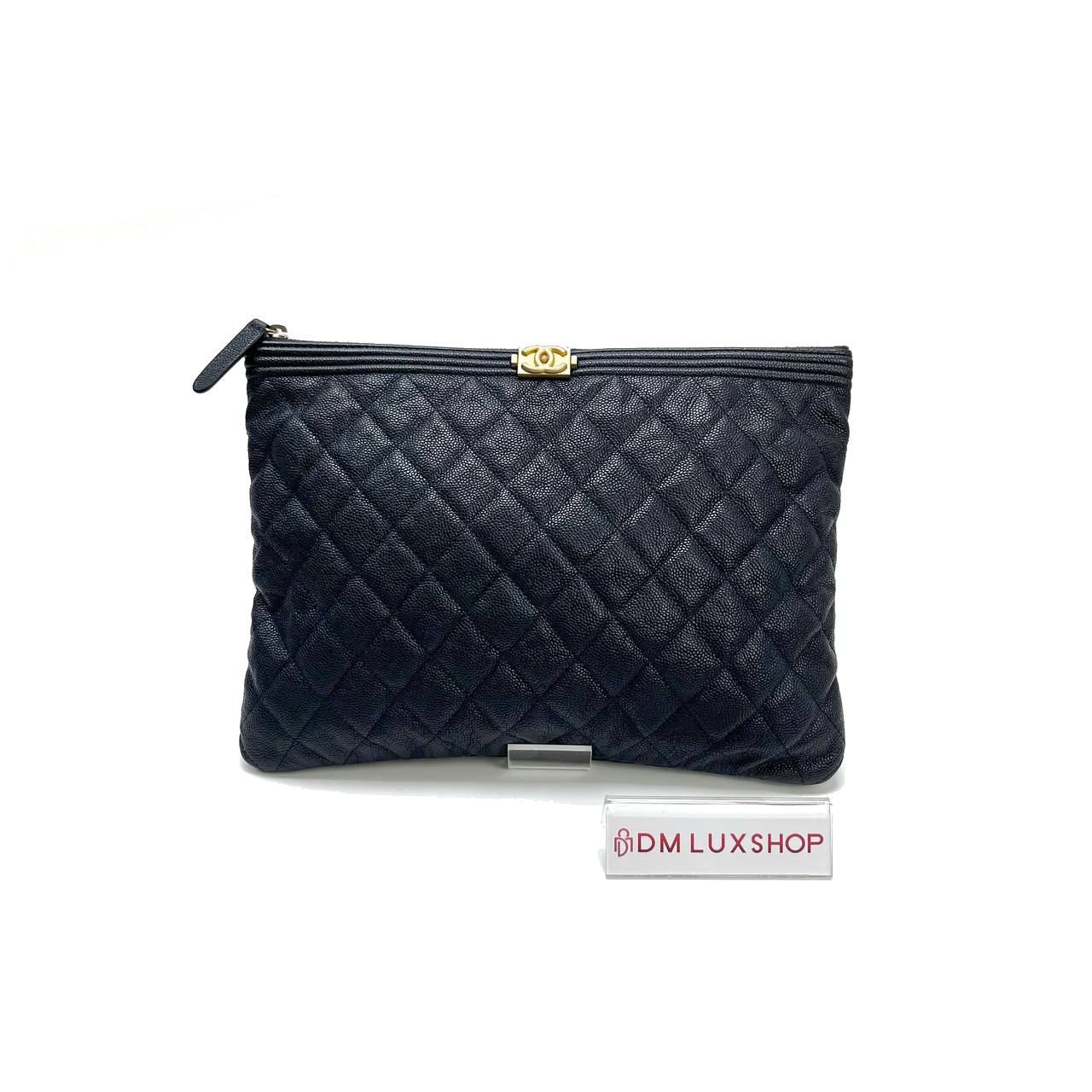 Chanel Navy Blue Caviar Boy OCase GHW (Serial 25)