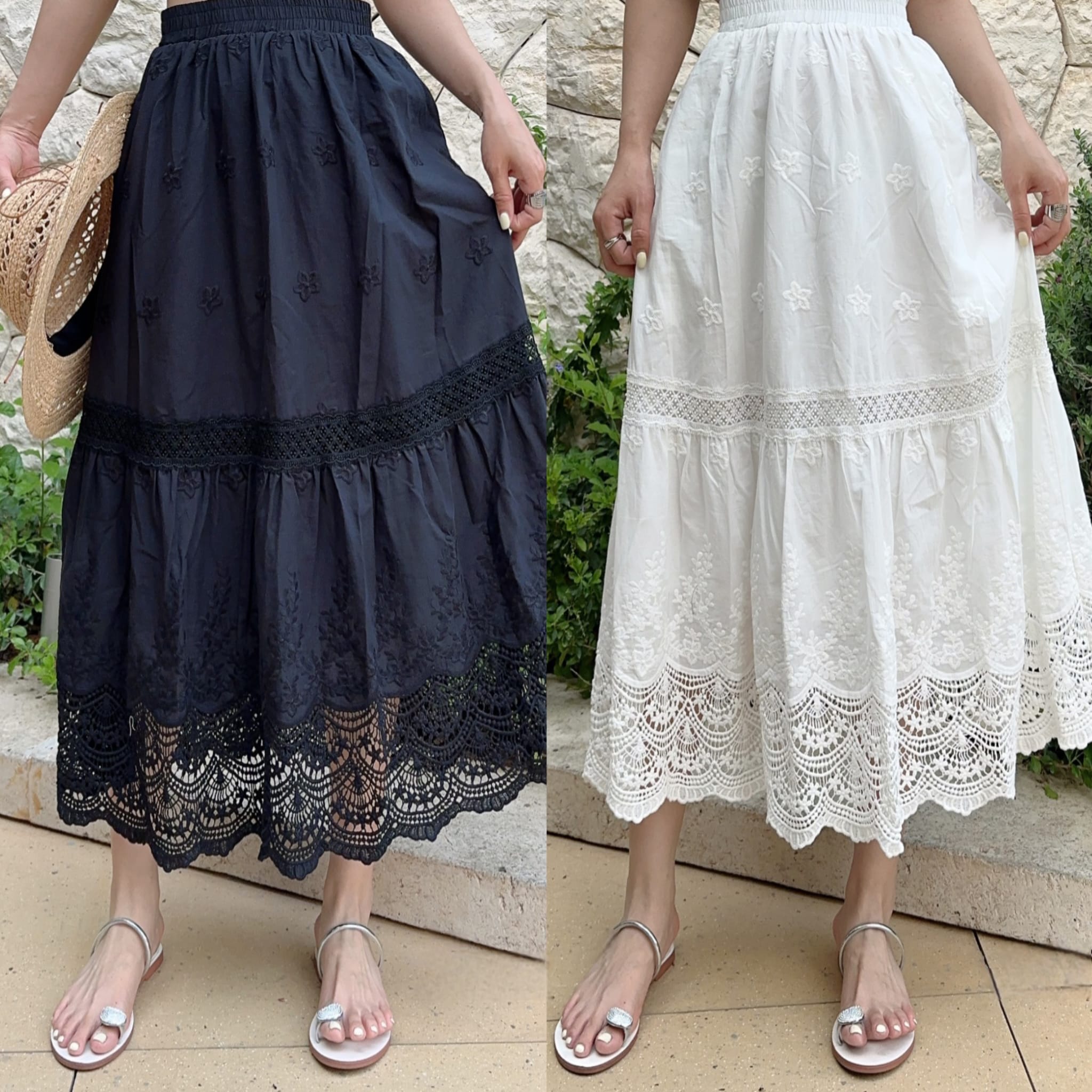 燒花刺綉半截裙