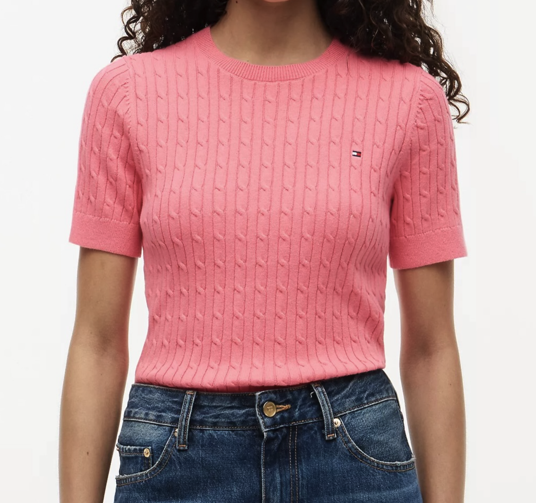 Tommy Hilfiger Short-Sleeve Cable Knit Sweater