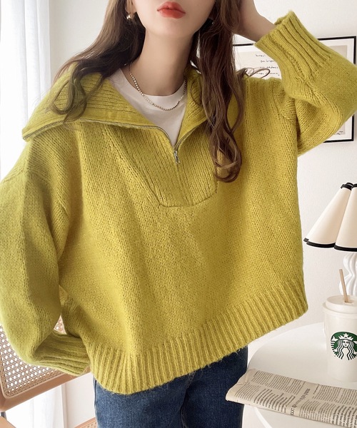 水手領半拉鏈針織上衣【JT024】