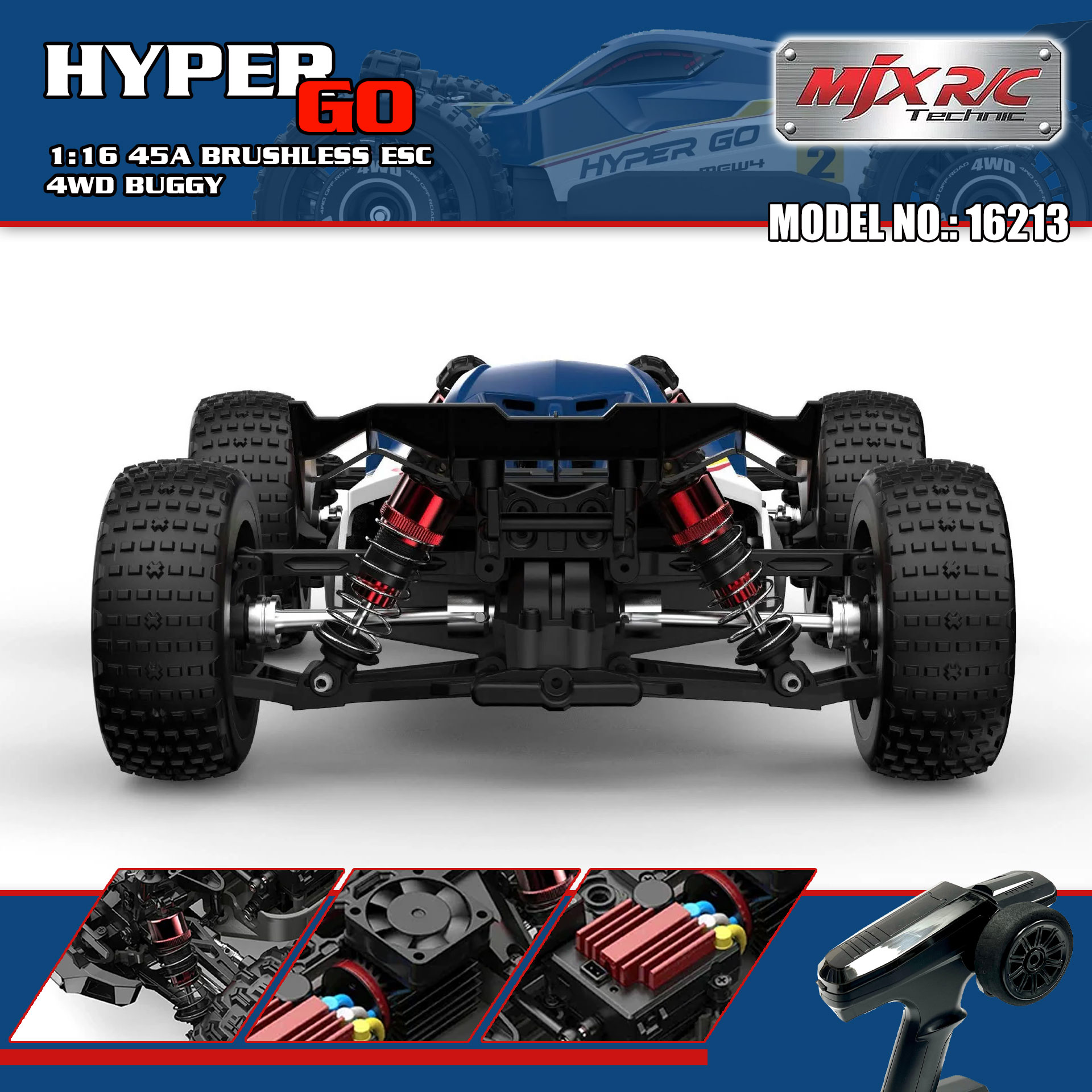 全新 美嘉欣 MJX R/C 1:16 16213 無刷越野車 | 雙車殼及2套車軩 | 金屬齒輪 | 油壓避震 | 可用2s-3s電 | 最高速約60KM/H