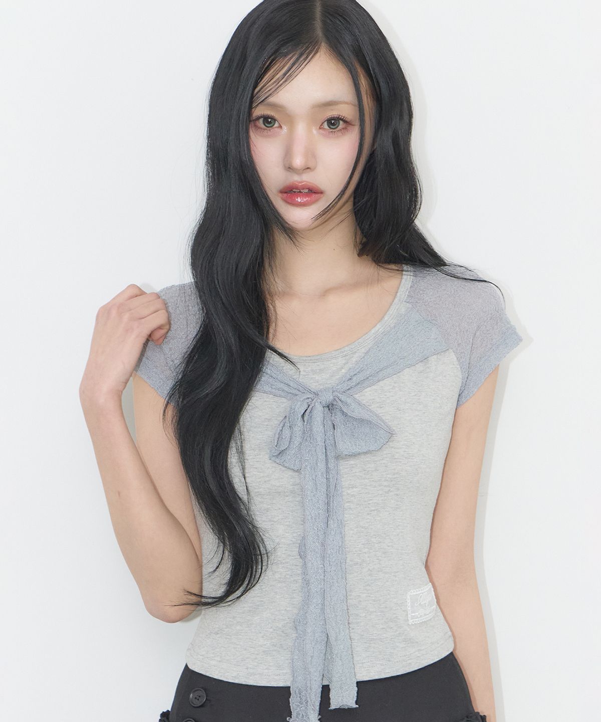 🇰🇷訂購｜ILLIGO 26SS｜Lace ribbon color block tshirt 3色 