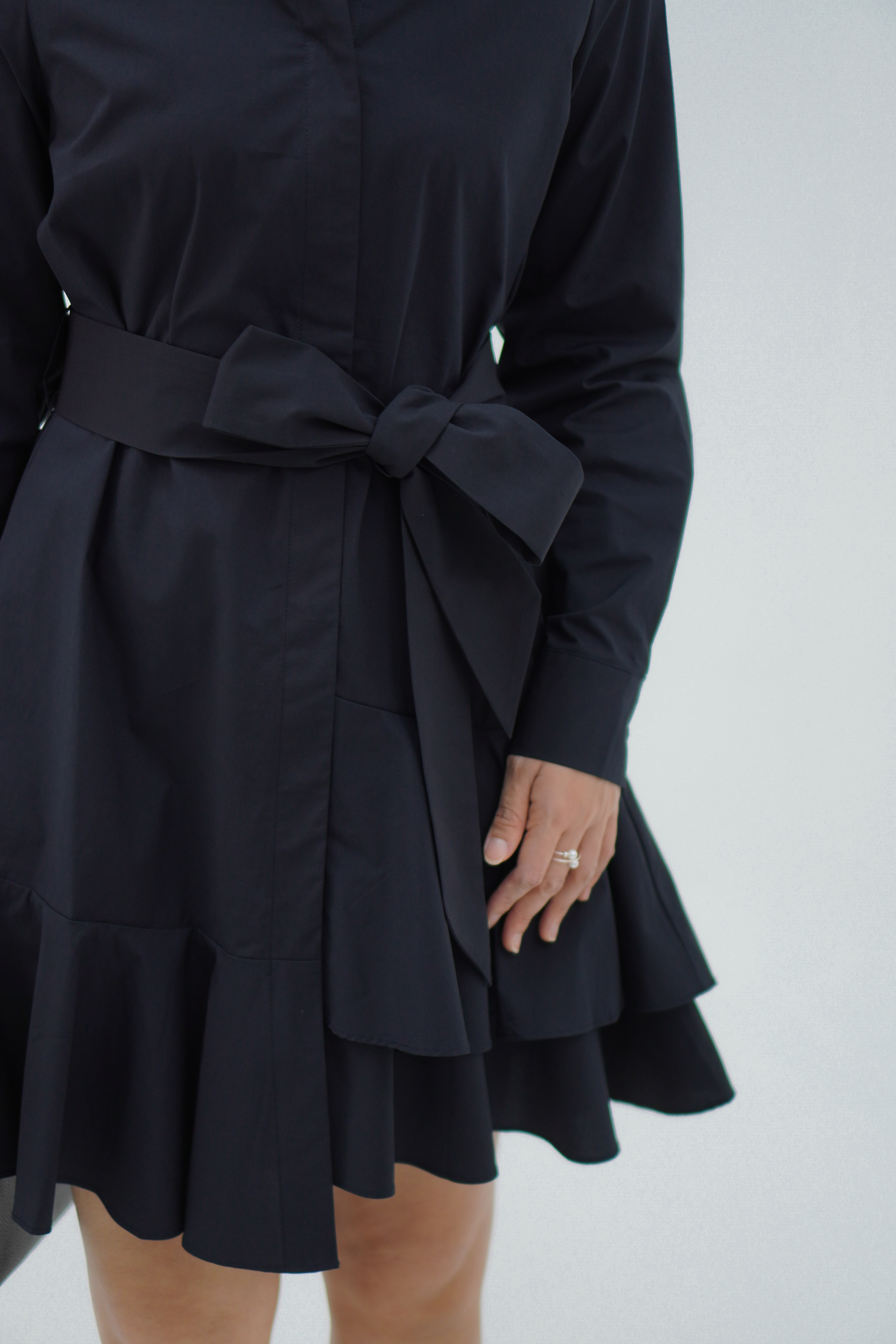 【设计师款】长袖层叠下摆连衣裙 Long Sleeve Dress with Ruffle Hem