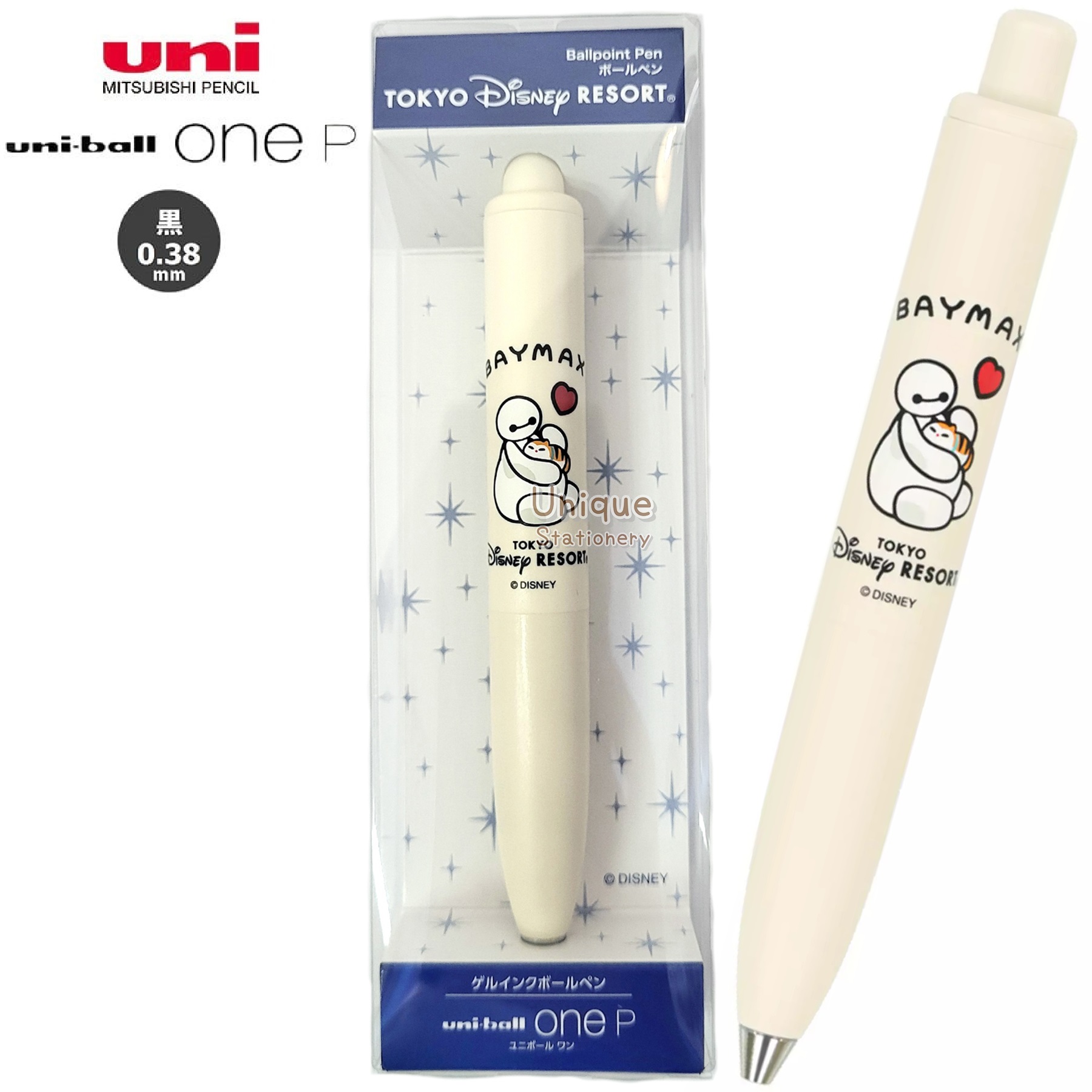 現貨｜【日本 Disney Store 限定】Baymax 大英雄聯盟 日本製 uni-ball one P 0.38mm 黑色 啫喱筆 (077874)