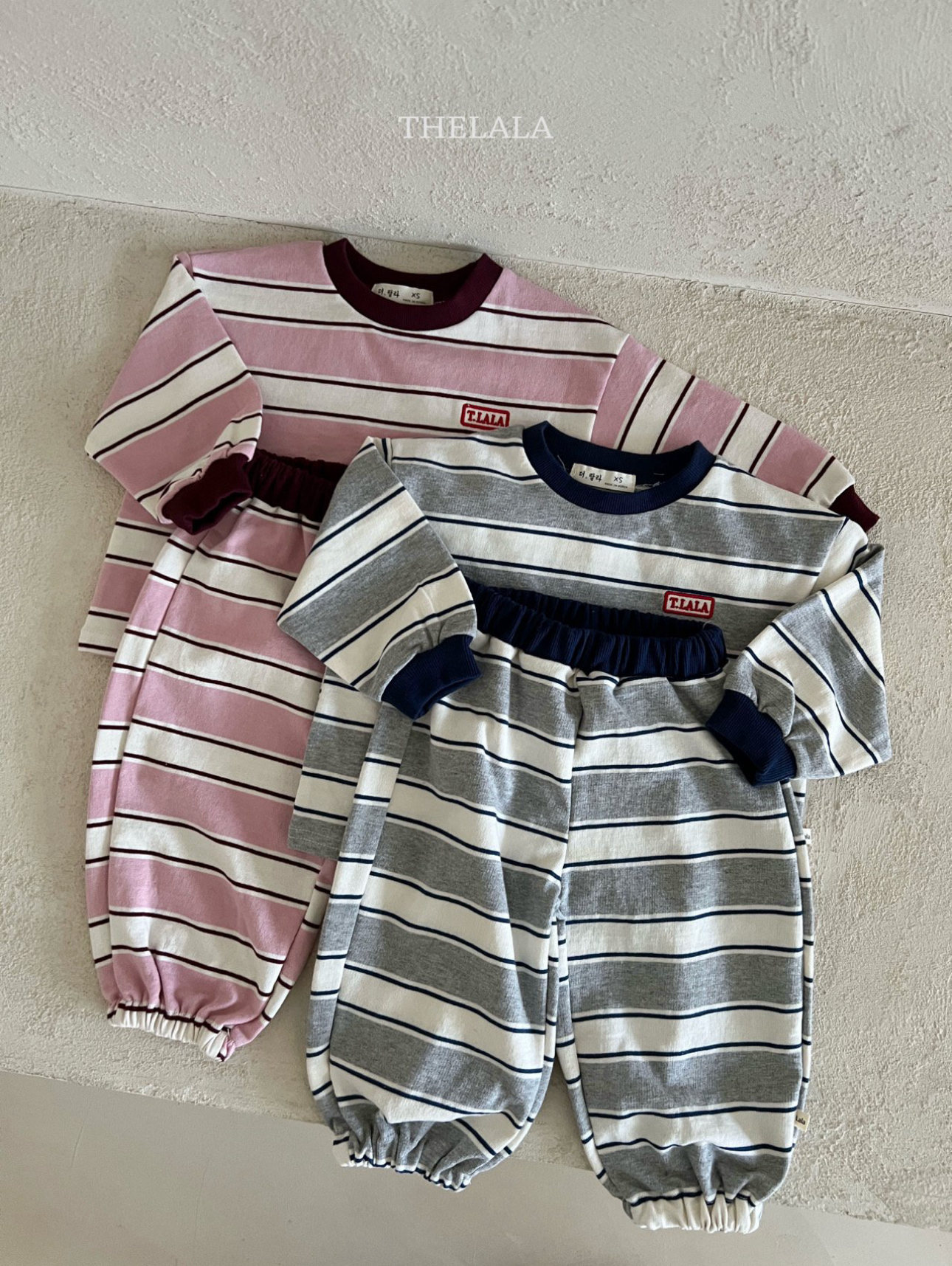 🌸預訂 韓國直送🌸🇰🇷THELALA兩色標誌刺繡章條紋上下套裝