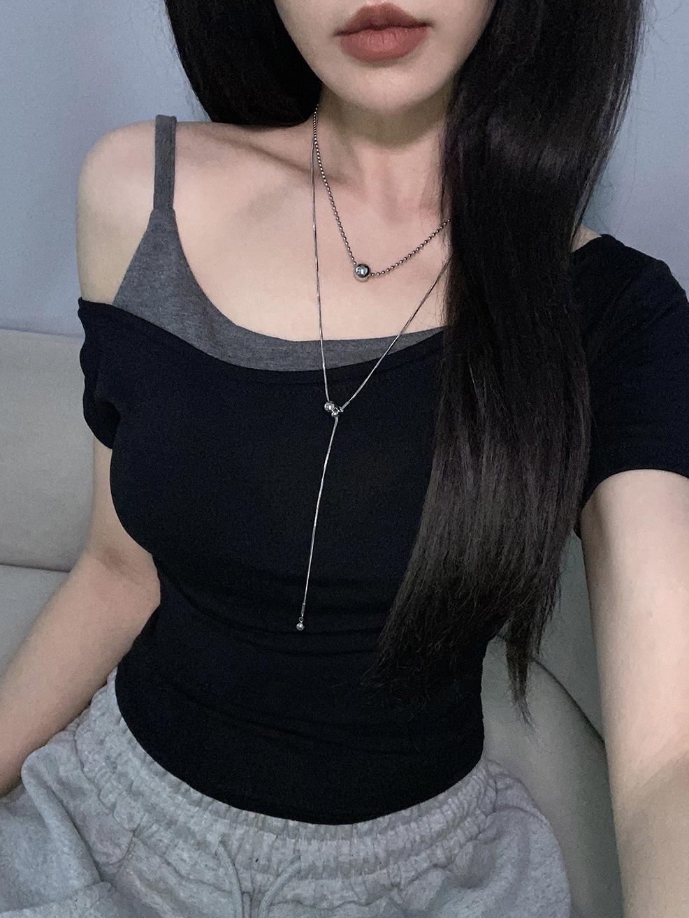 Asymmetrical Off-Shoulder Layered Top