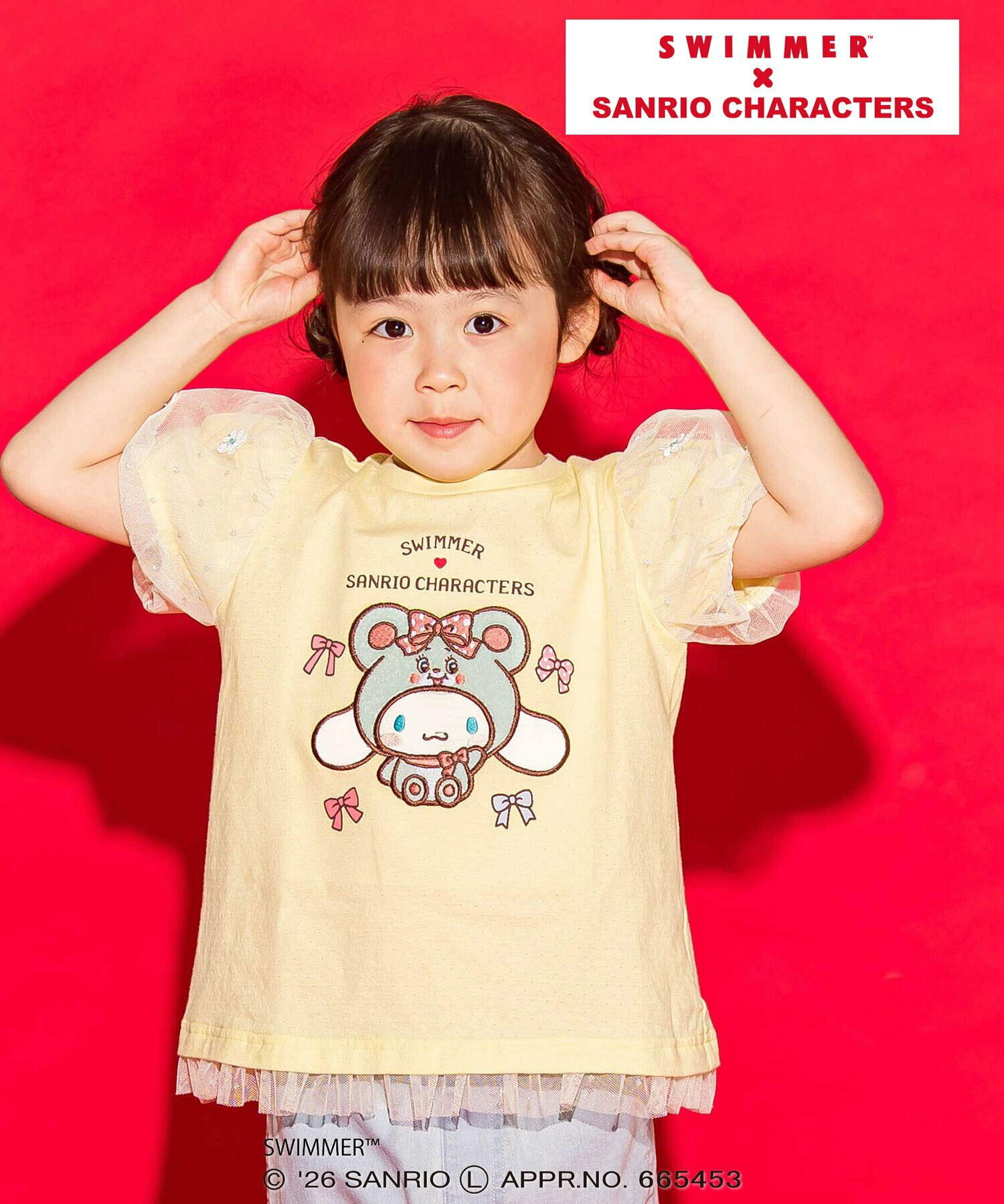 🇯🇵預訂 日本直送🇯🇵Slap Slip x Swimmer x Sanrio系列三色人物刺繡貼花薄紗泡泡袖上衣