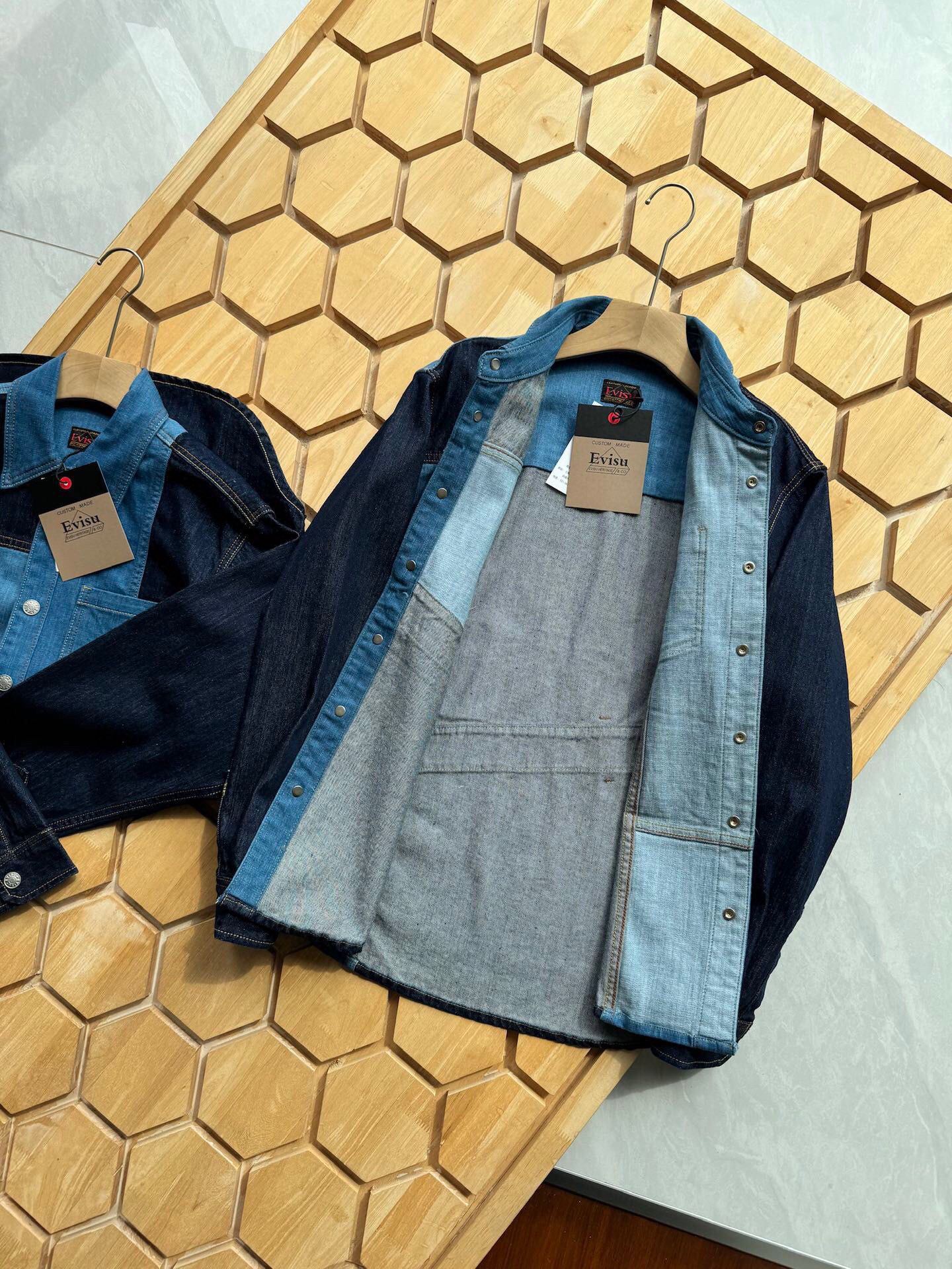 預訂 EVI SU 福神拼接刺繡牛仔襯衫 #91789